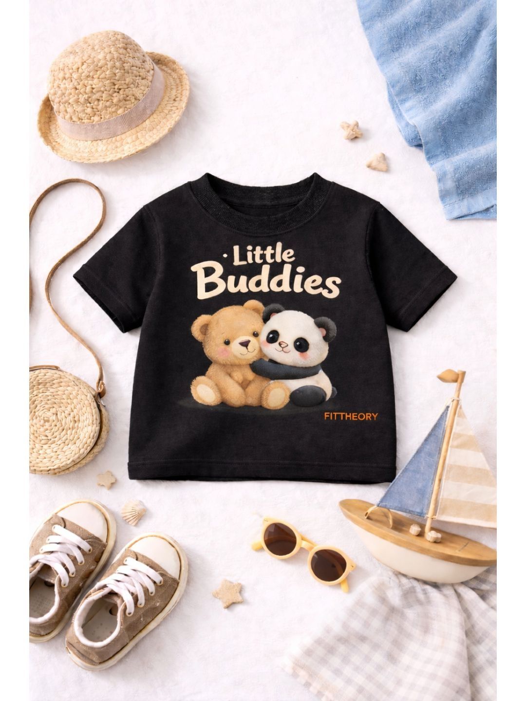 THEFITTHEORY Unisex Kids Short Sleeves Printed Round Neck T-shirt
