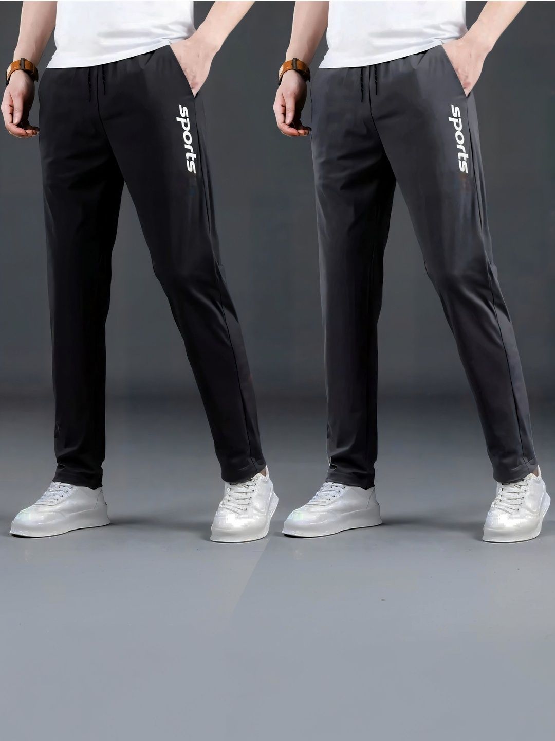 Riksaw Men Pack Of 2 Mid-Rise Track Pants