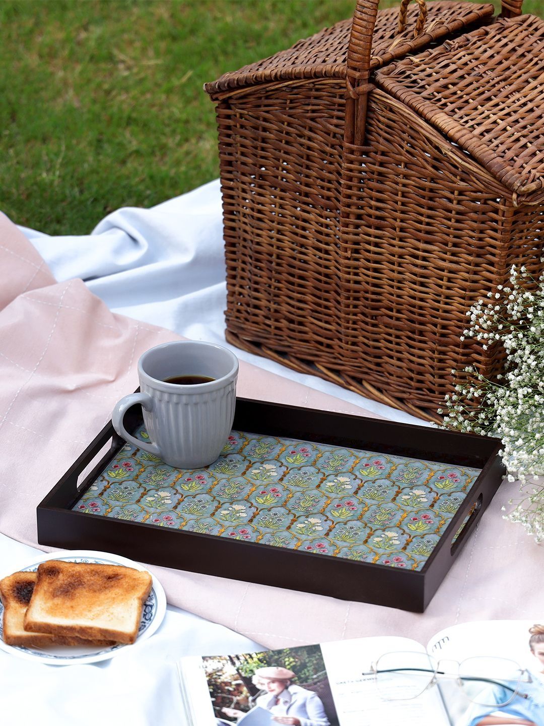 DULI Grey 2026 MDF 1 Pieces Easy to Clean Serving Tray