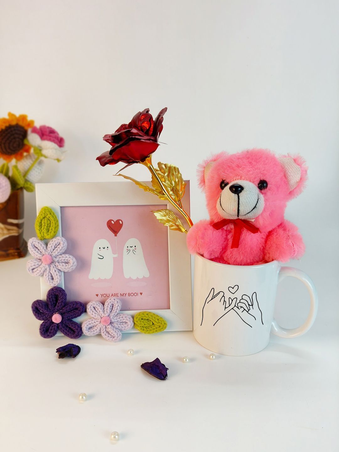 Giftii Red Ceramic You Are My Boo Valentine Teddy Rose & Love Mug Gift Set
