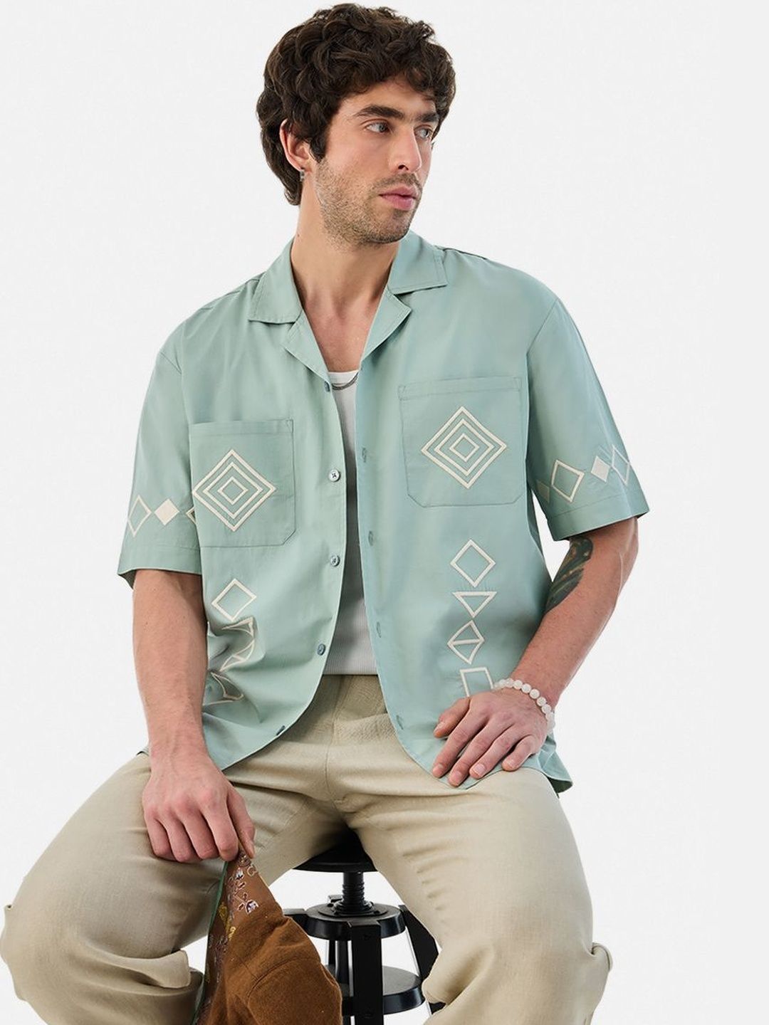 Snitch Light Green Embroidery Shirt