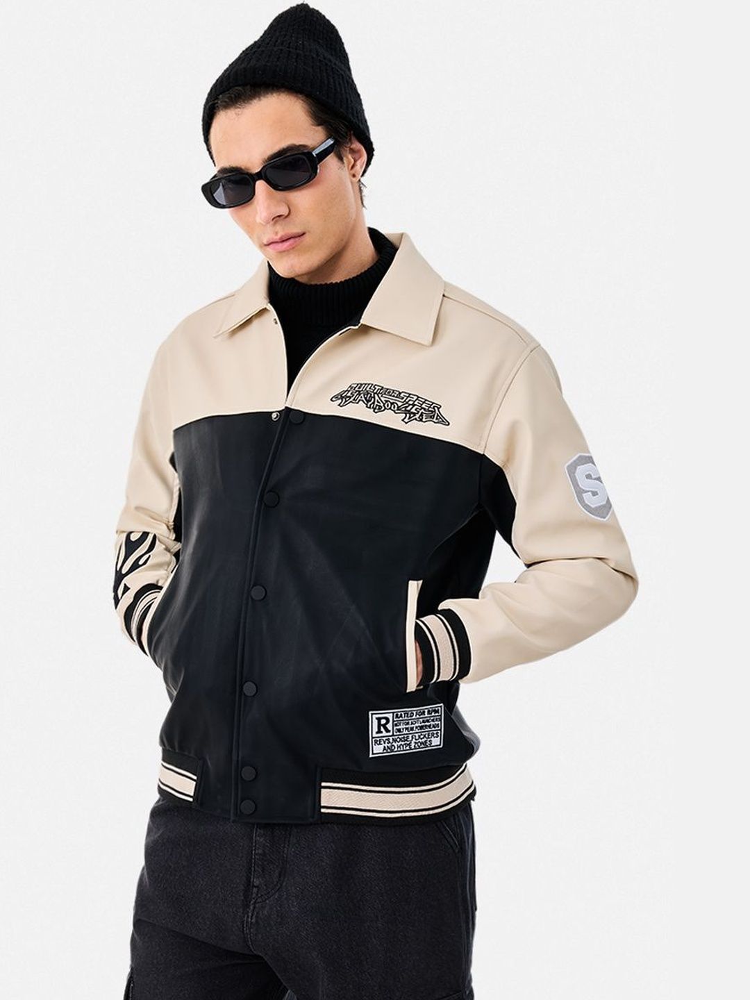Snitch Beige Printed Jacket