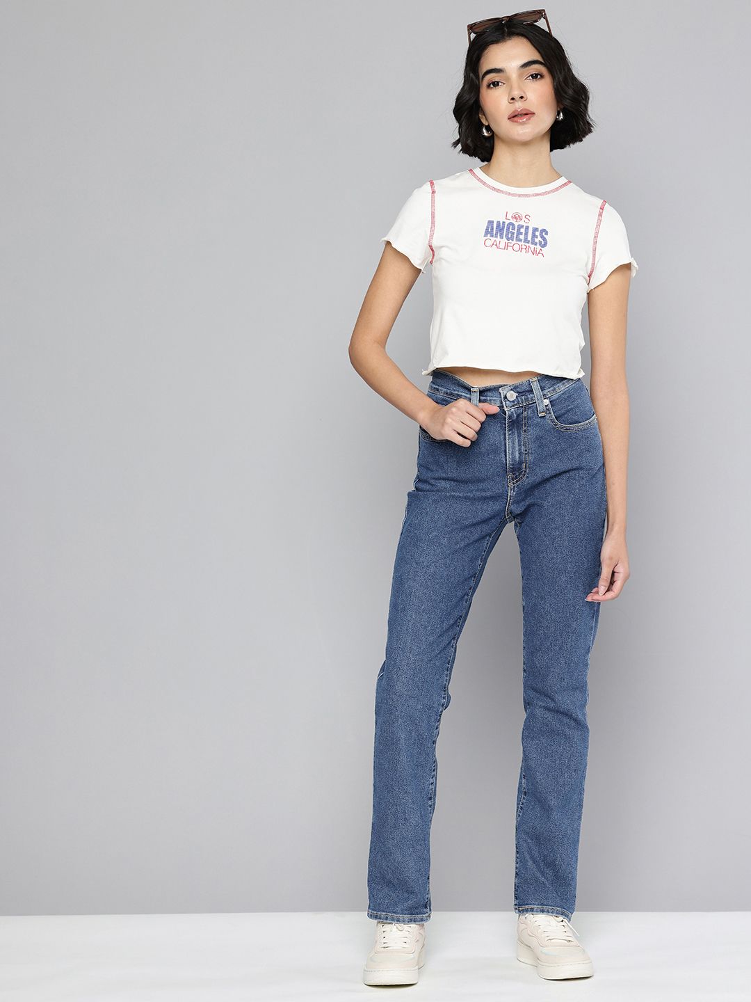 724 Dark Blue Slim Straight Fit High Rise Jeans