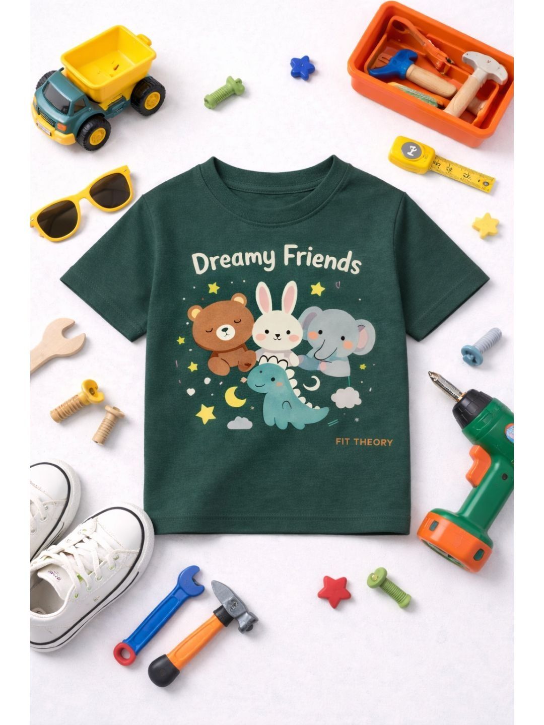 THEFITTHEORY Unisex Kids Short Sleeves Printed Round Neck T-shirt