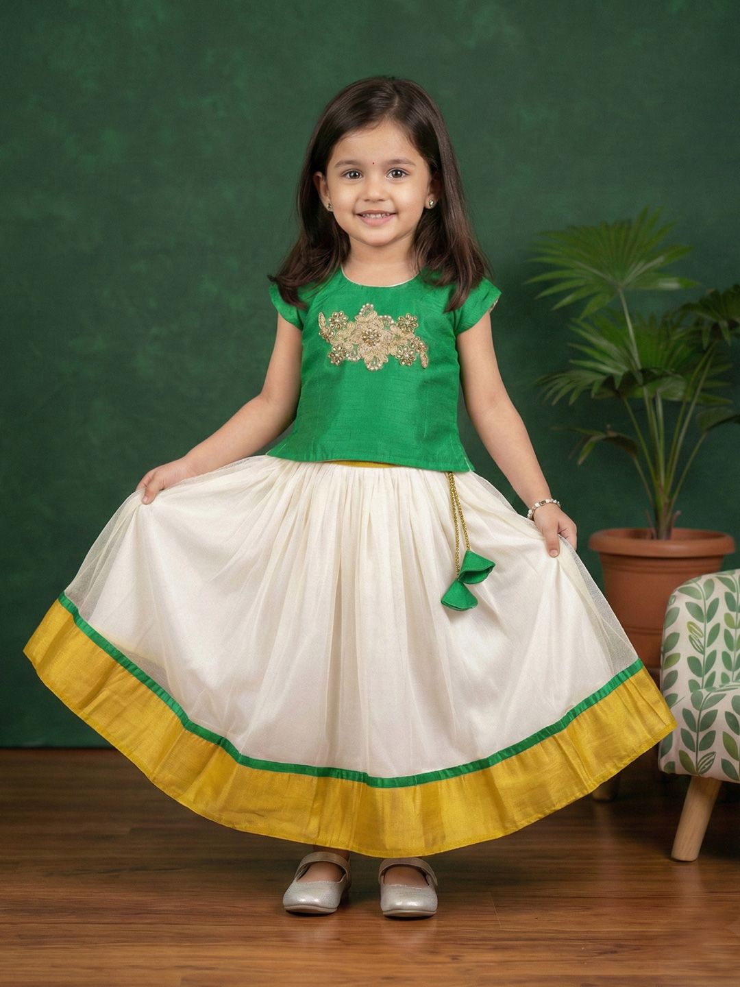 STANWELLS KIDS Girls Embroidered Printed Lehenga Choli Dress