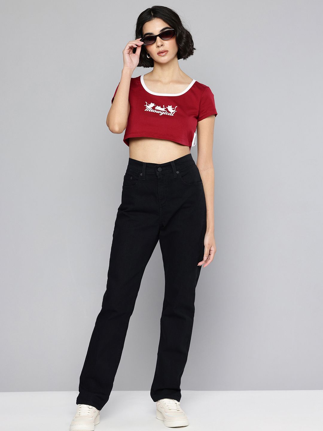724 Black Slim Straight Fit High Rise Jeans