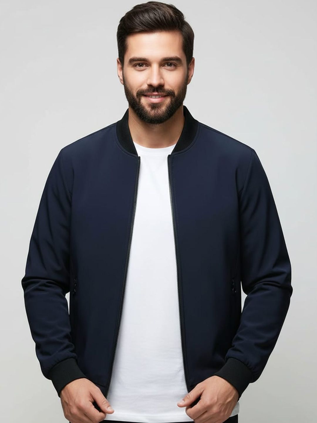 R.Code by The Roadster Life Co. R.Code by The Roadster Men Polyester Lightweight Bomber Jacket