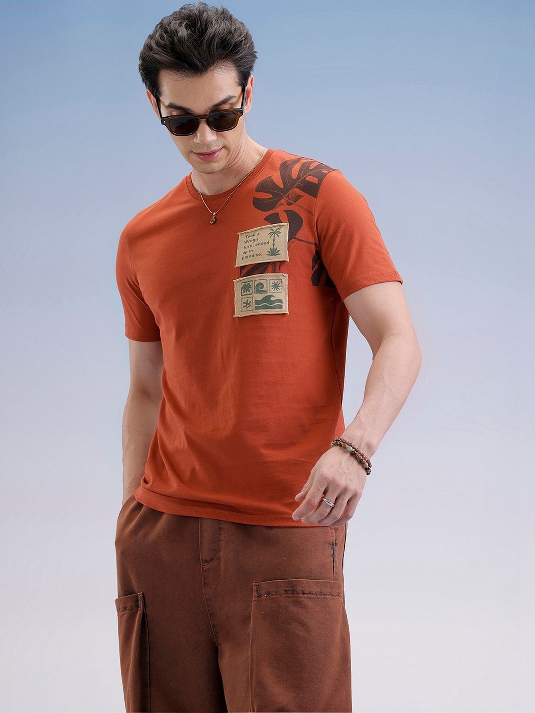 WROGN WROGN Men Printed Applique Slim Fit T-shirt