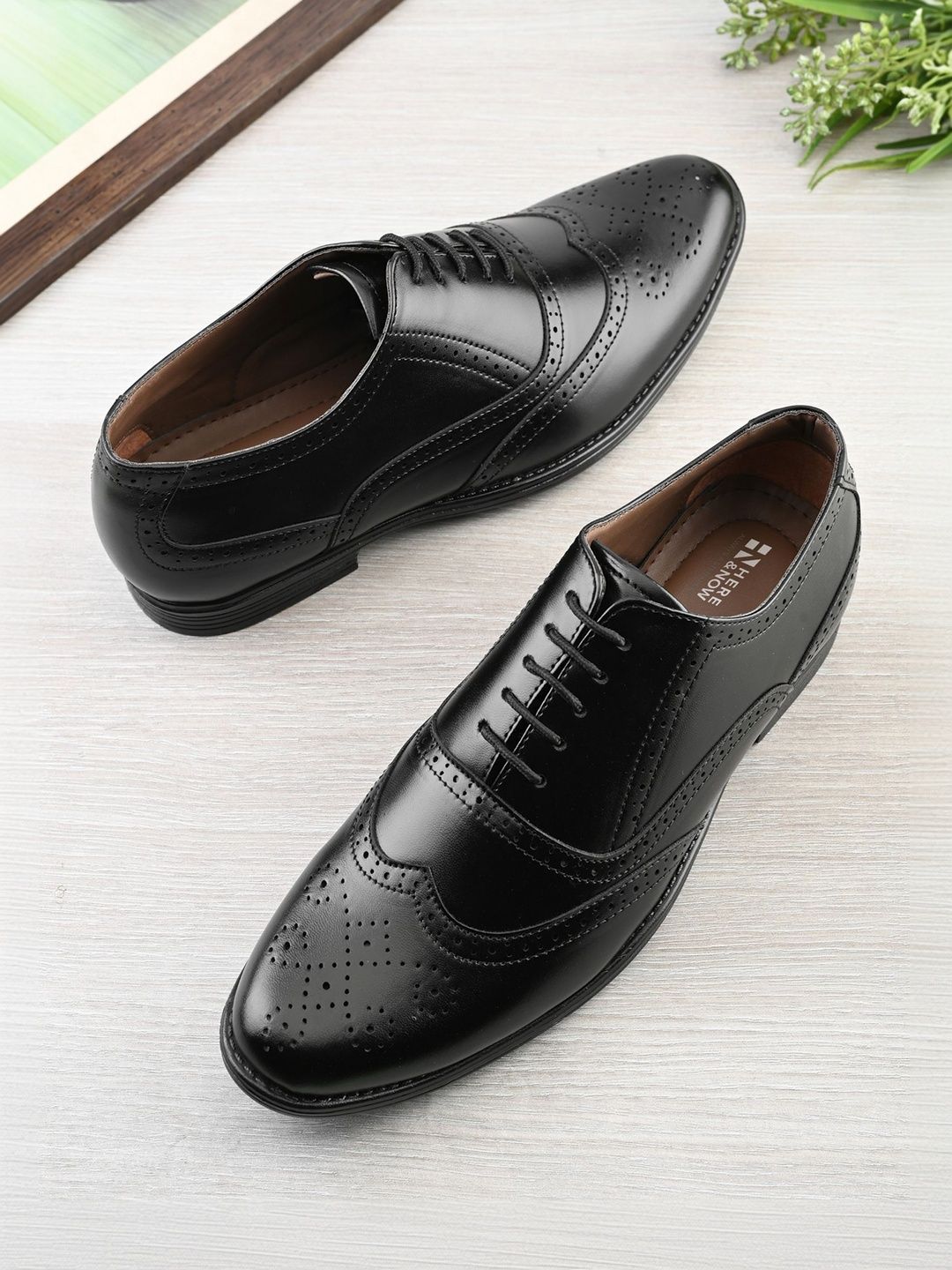 HERE&NOW Men Round Toe Formal Brogues