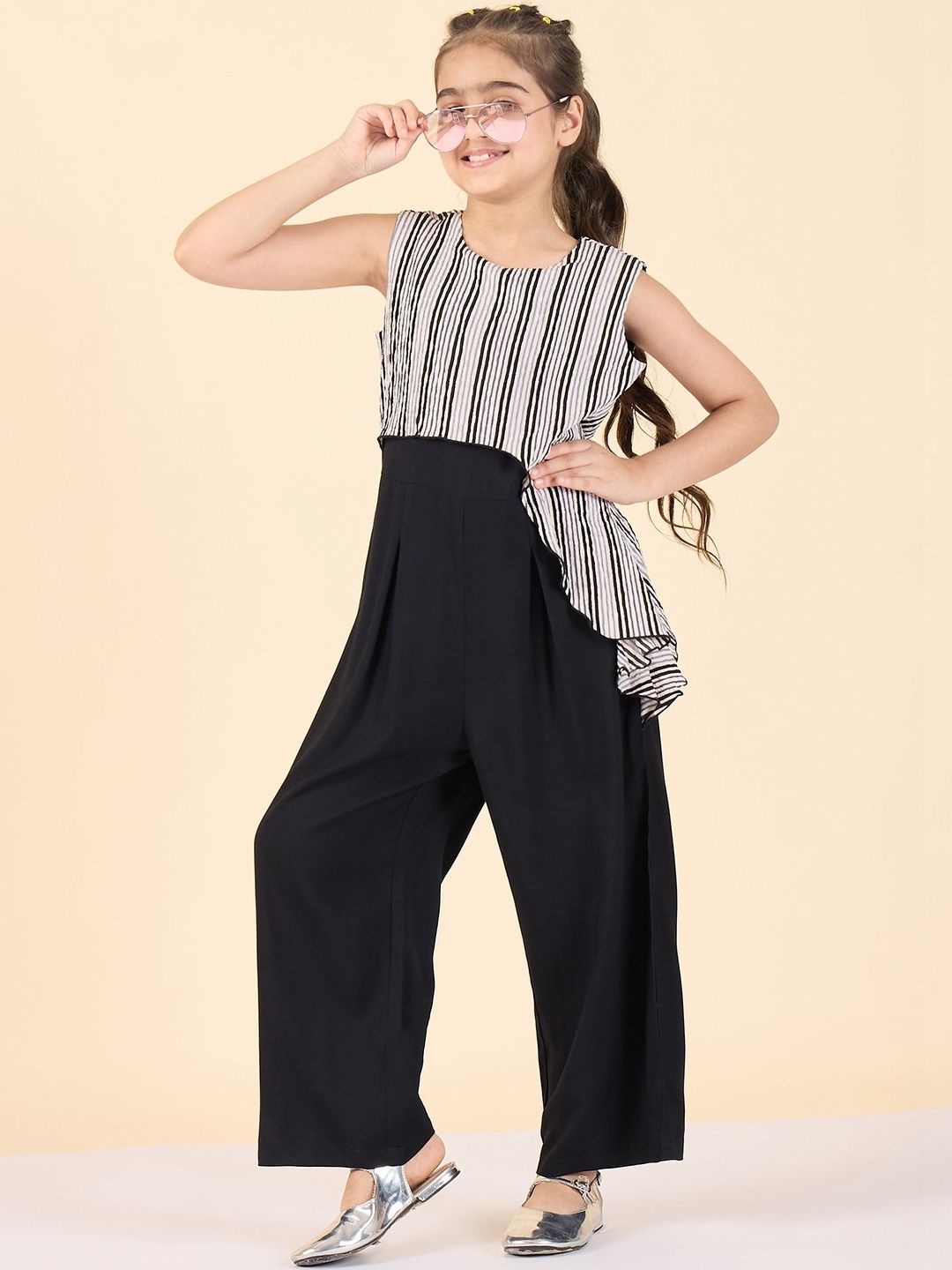 StyloBug Girls Striped Basic Jumpsuit