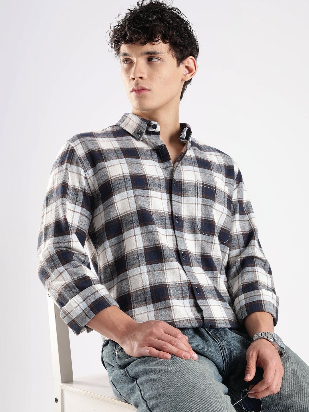 HERE&NOW Men Slim Fit Checked Casual Shirt