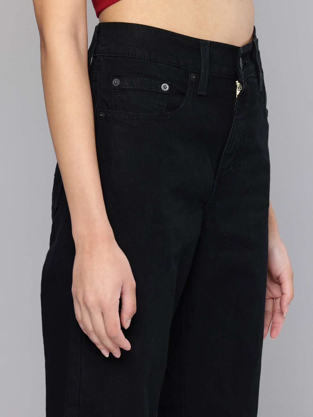 724 Black Slim Straight Fit High Rise Jeans
