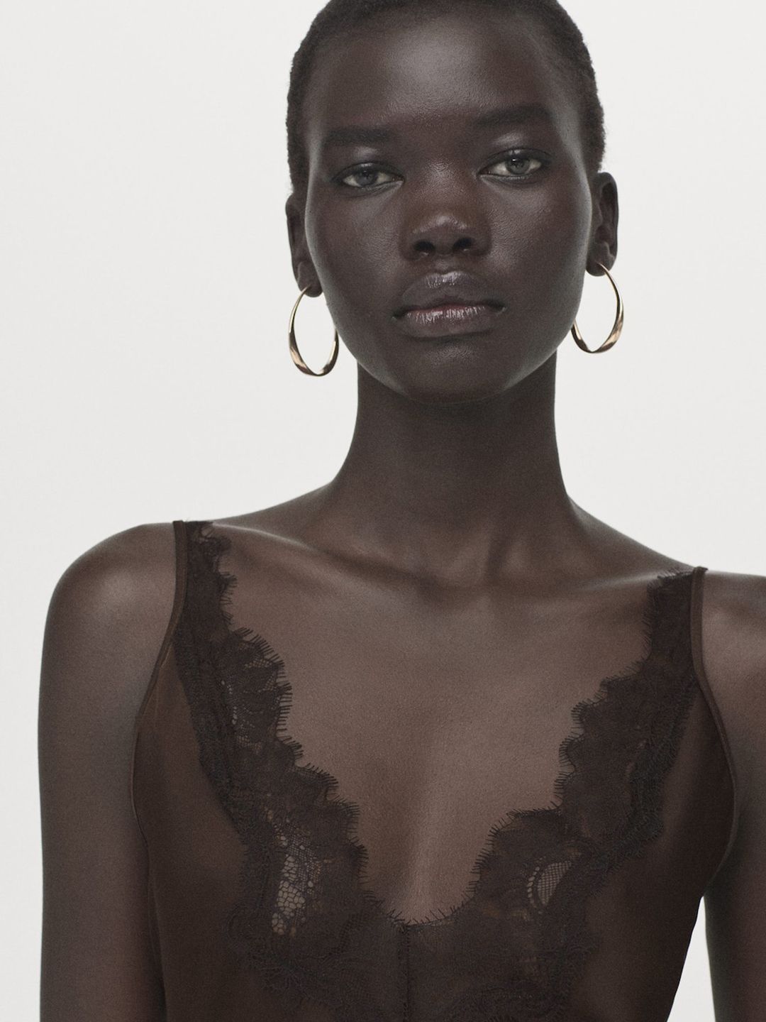 Satin Lace Inserts A-Line Midi Dress