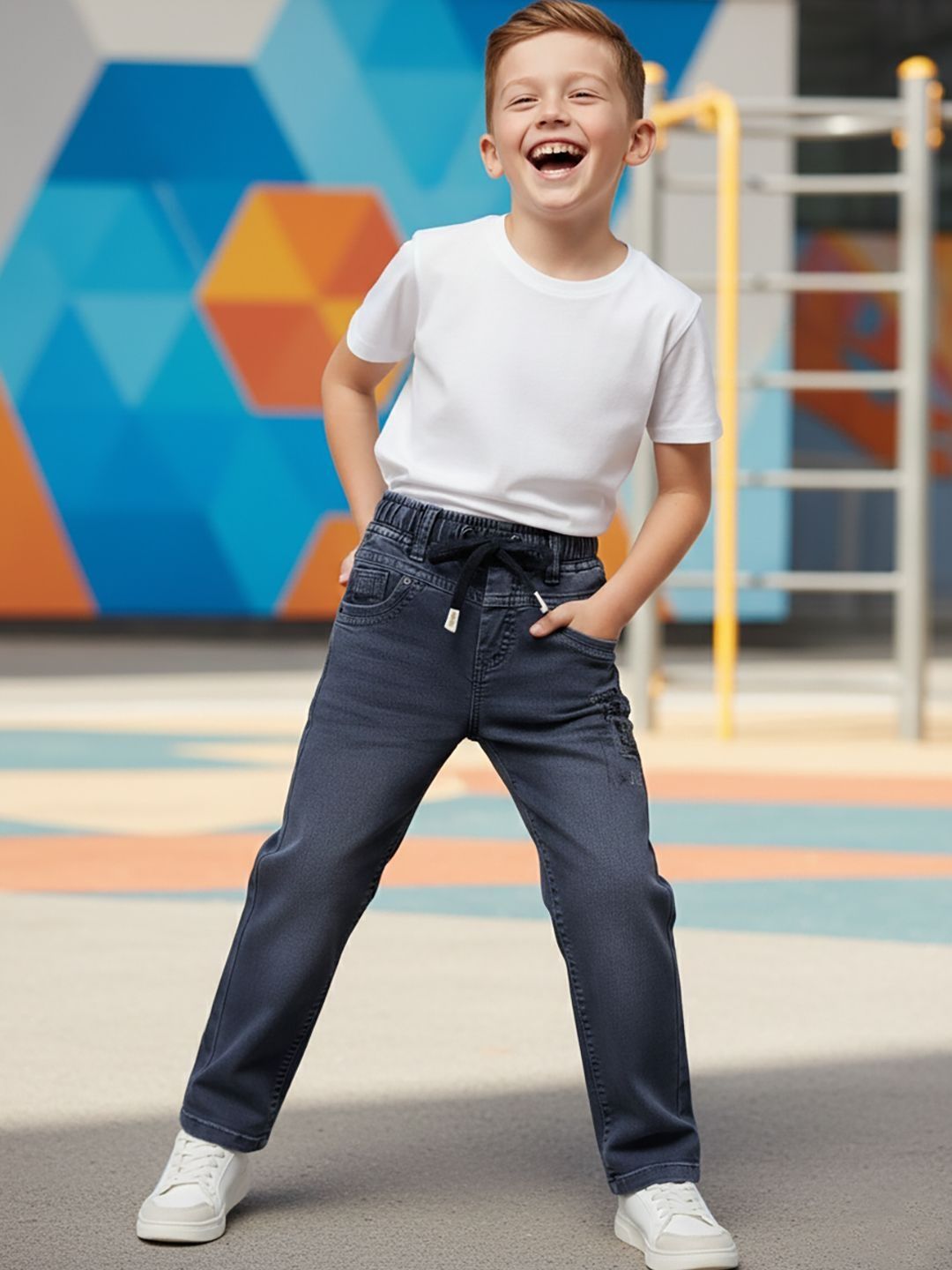 JFR Boys Straight Fit Low-Rise Low Distress Light Fade Jeans