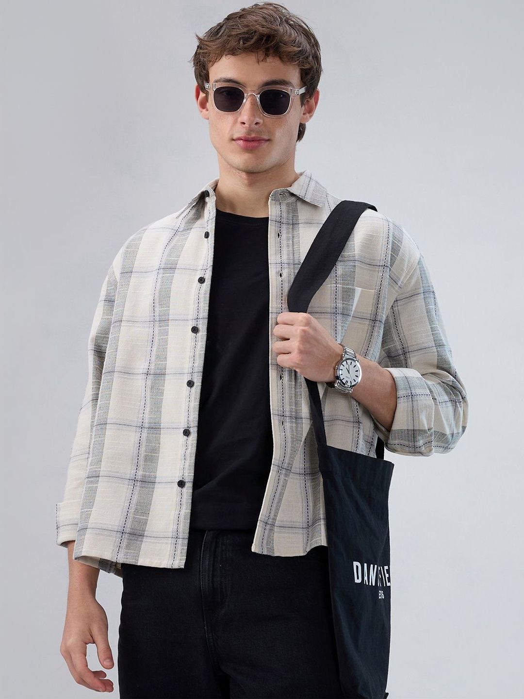 VASTRADO Men Classic Boxy Checked Casual Shirt