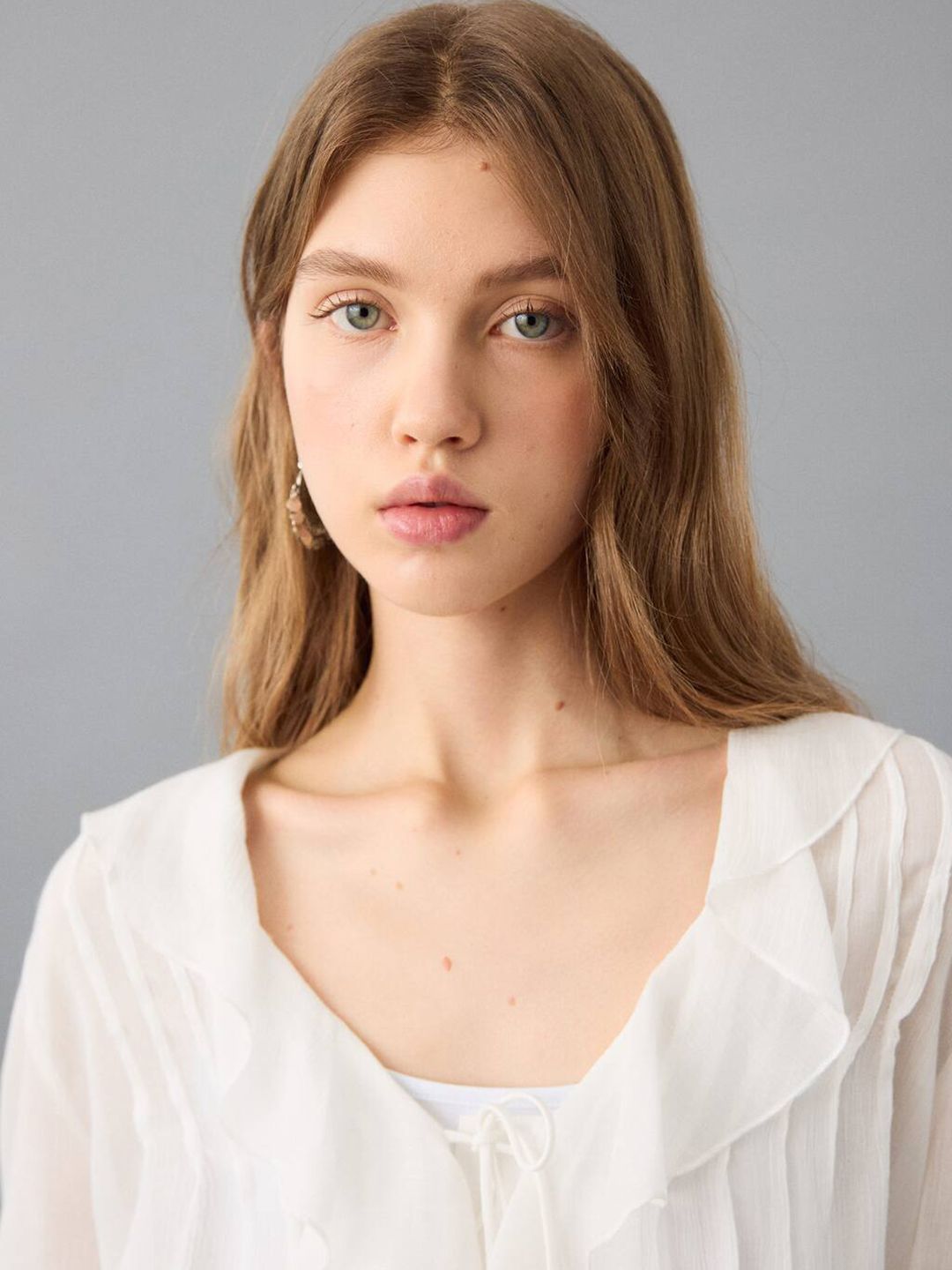 Tie-Up Neck Bell Sleeve Ruffles Top