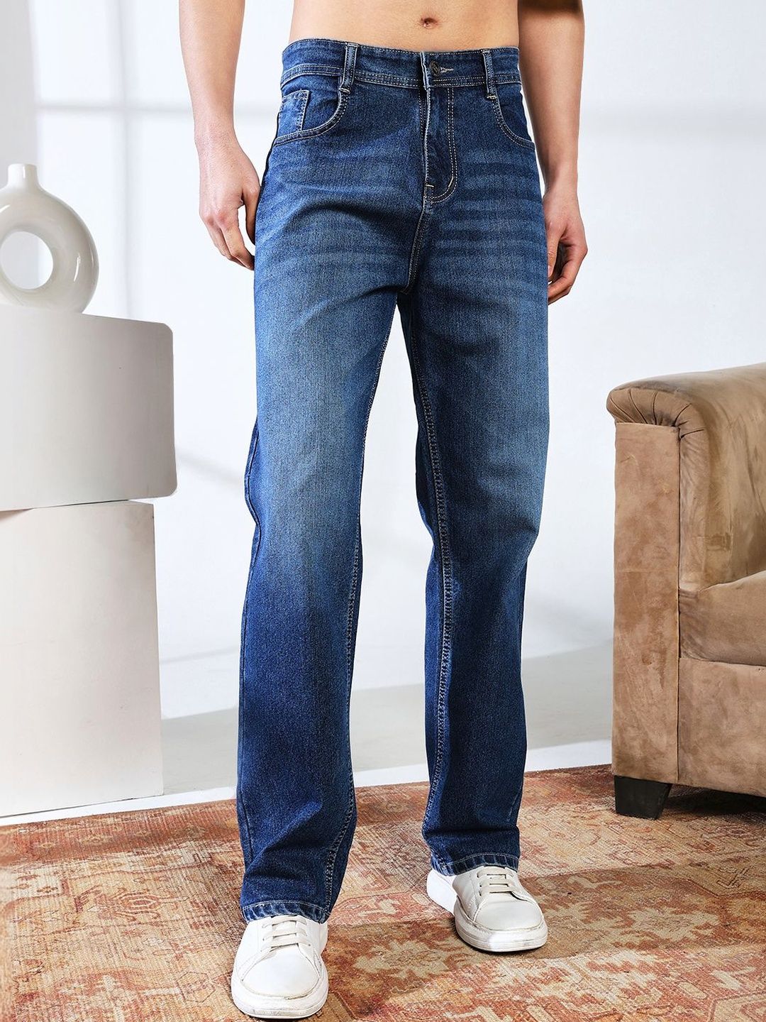 DENIMLOOK Men Mid-Rise Light Fade Stretchable Jeans