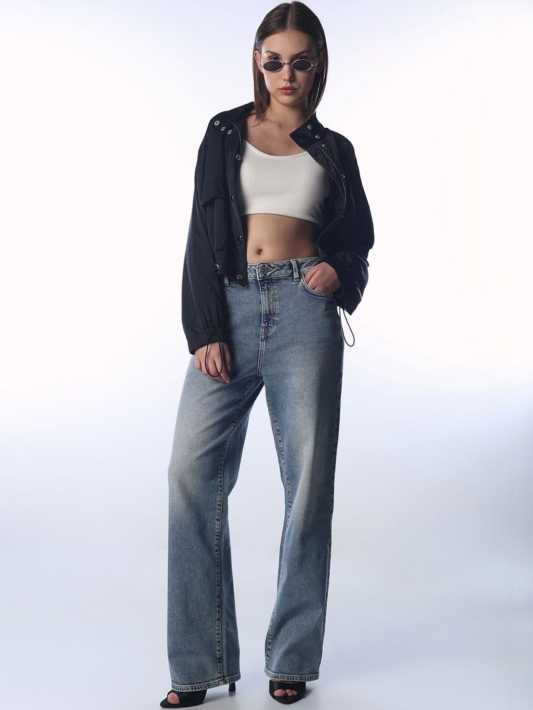 Women Straight Fit High-Rise Jeans ONLY Women Straight Fit High-Rise Light Fade Stretchable Jeans