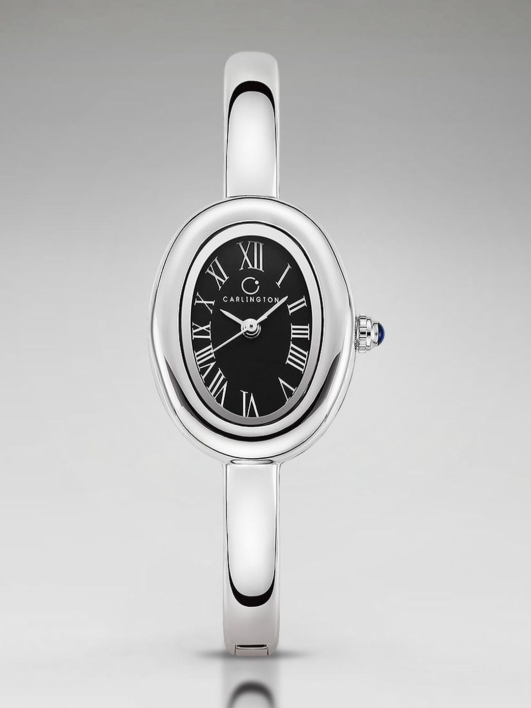 CARLINGTON Women Dial & Stainless Steel Straps Analogue Watch Diva 122 Steel Black