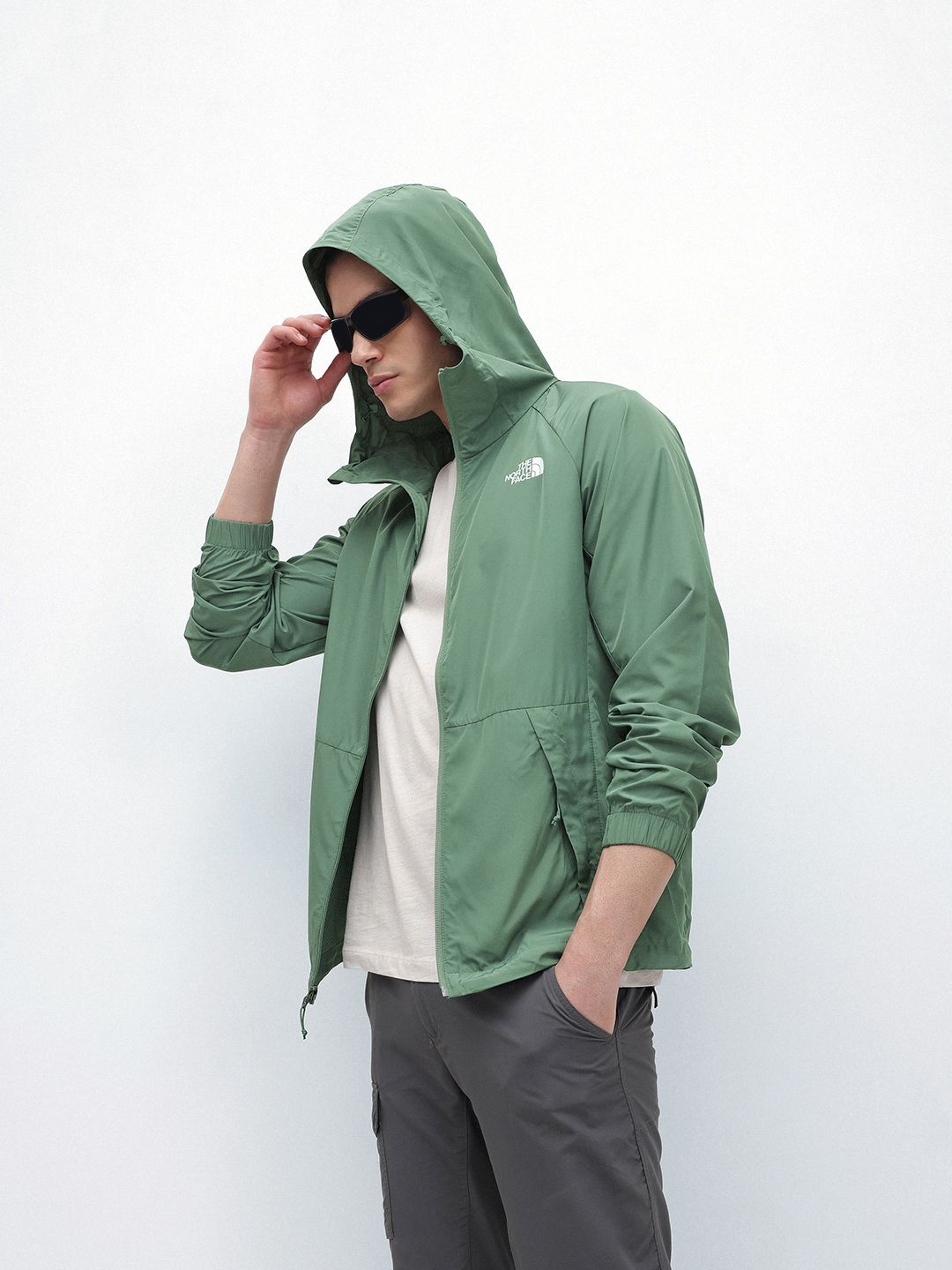 The North Face Brand Logo Brand Logo Detail UPF 50+Flash Dry Windcheater Hooded Jacket