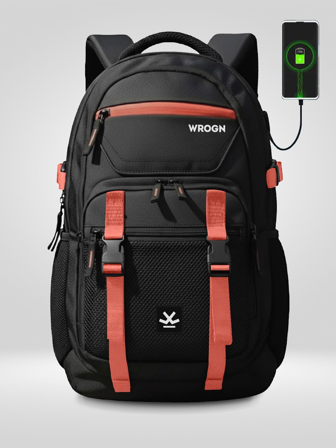 WROGN Unisex Brand Logo Contrast Detail Backpack