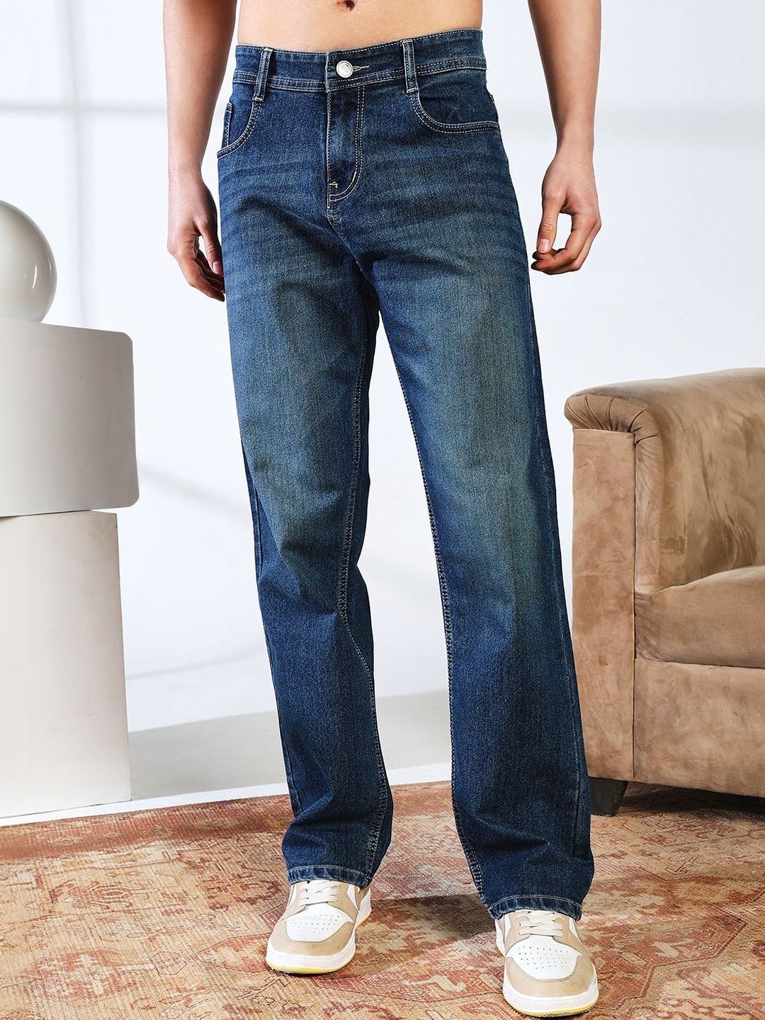 DENIMLOOK Men Mid-Rise Light Fade Stretchable Jeans