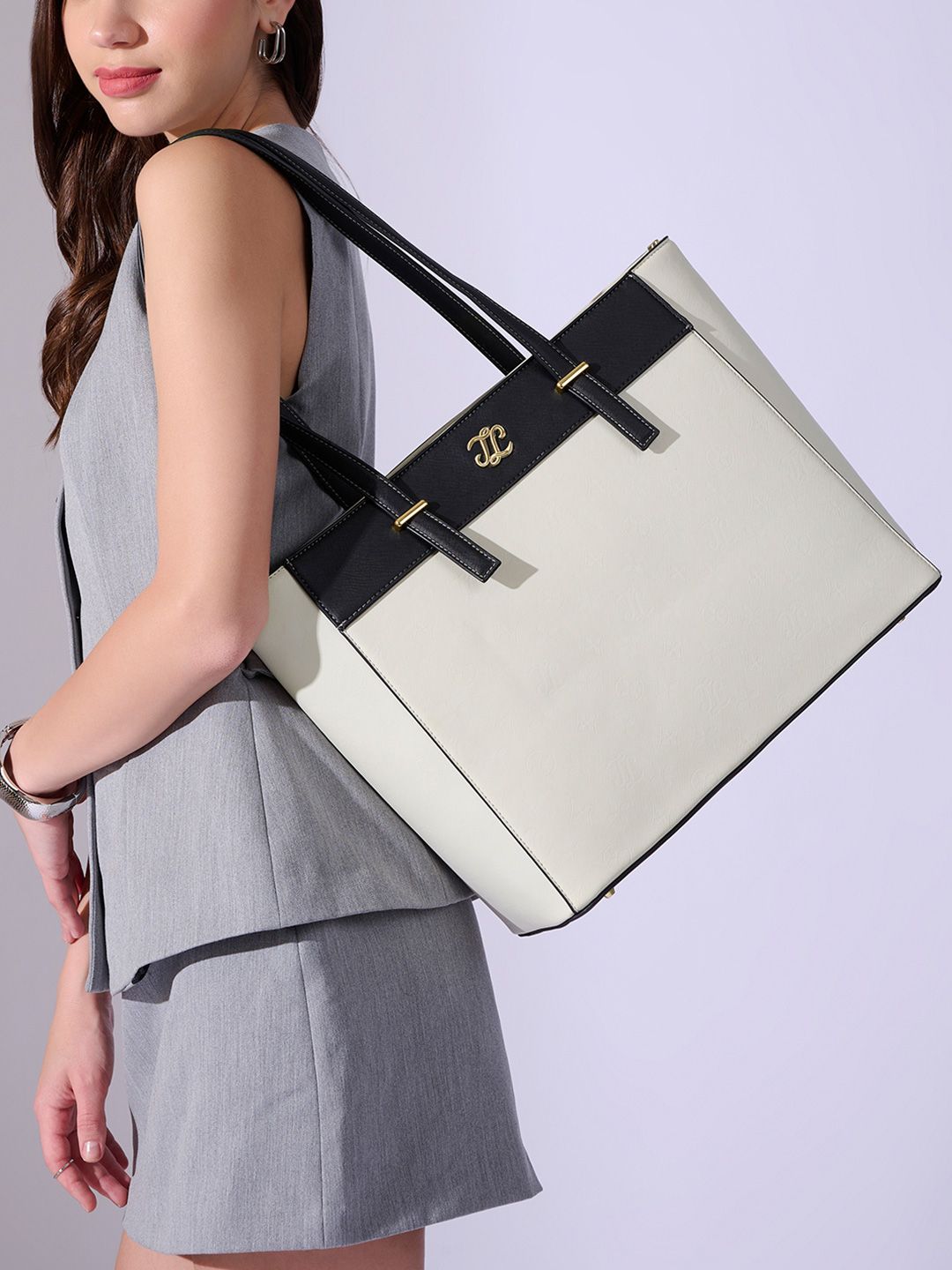 LAVIE Signature LAVIE Signature Colourblocked Up to 15 inch Structured Tote Bag