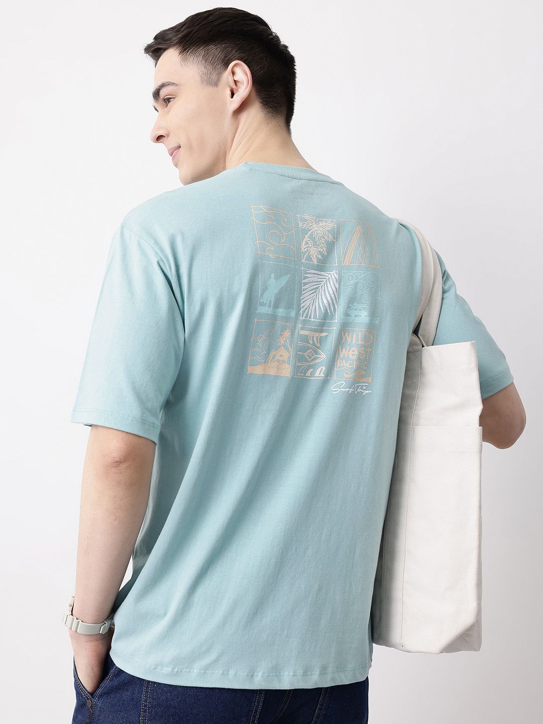 Mast & Harbour Graphic Printed Pure Cotton T-shirt