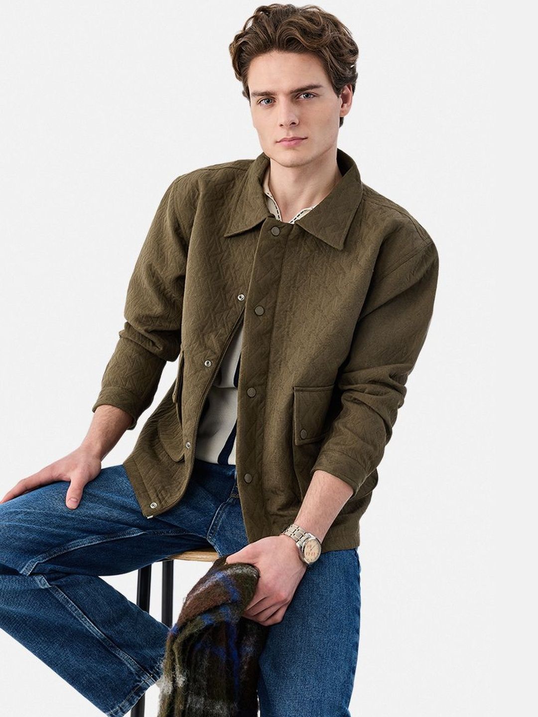 Snitch Olive Textured Jacket