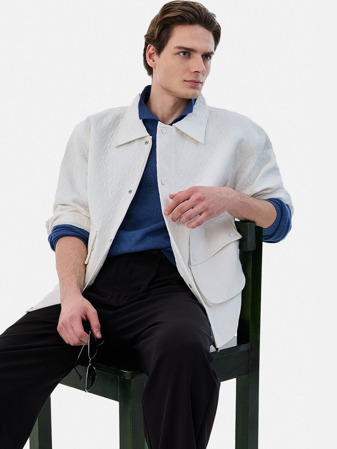 Snitch Off White Textured Jacket