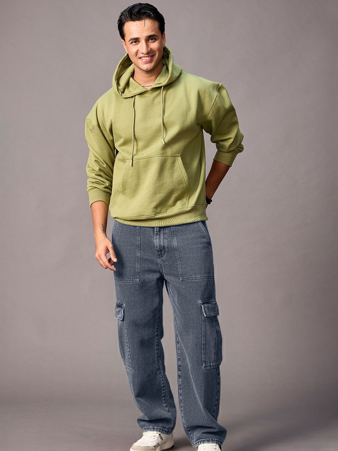 Urbano Fashion Men Non-Stretchable Cargo Relaxed Fit Jeans