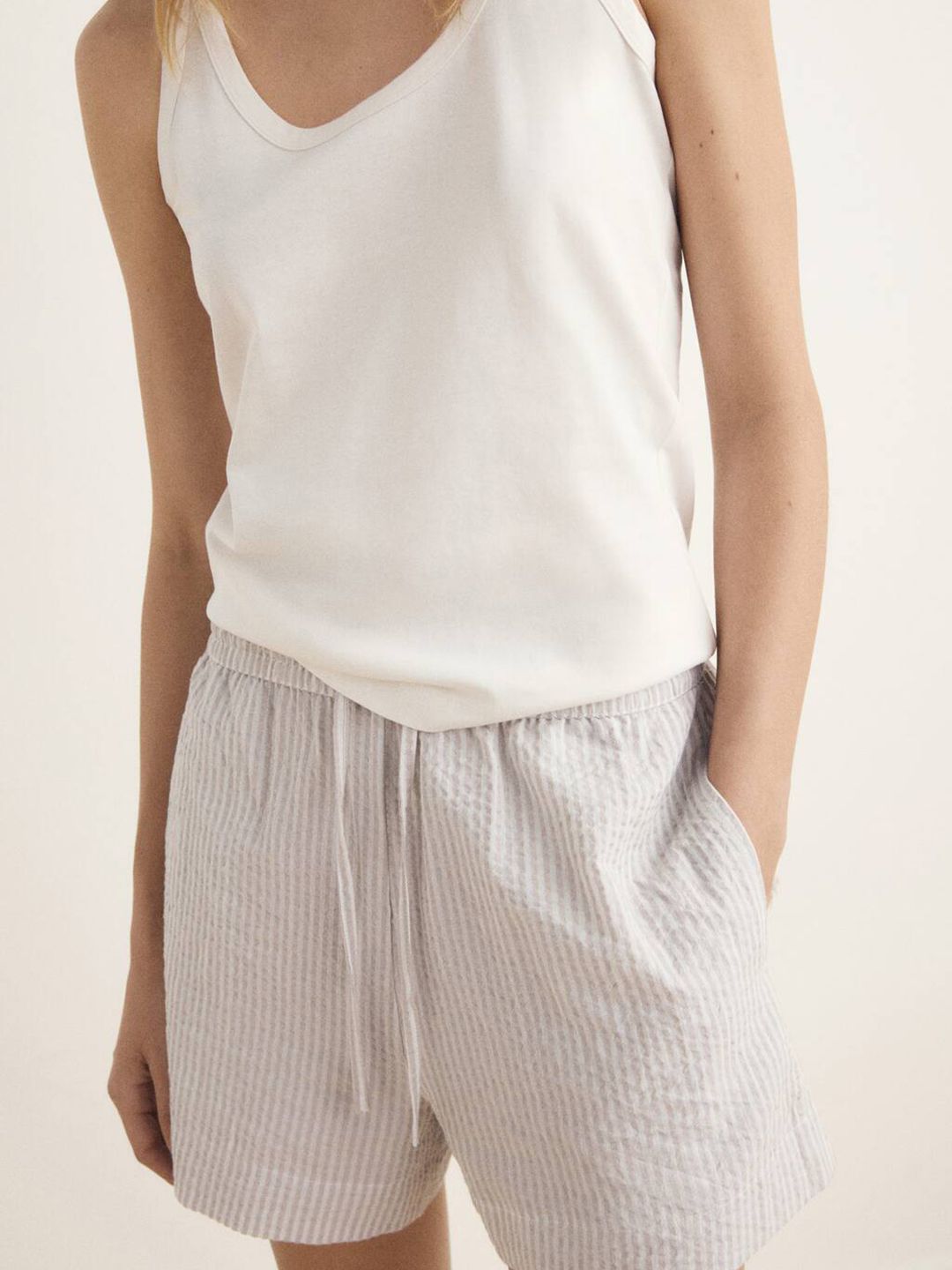 Striped Pure Cotton Shorts Set
