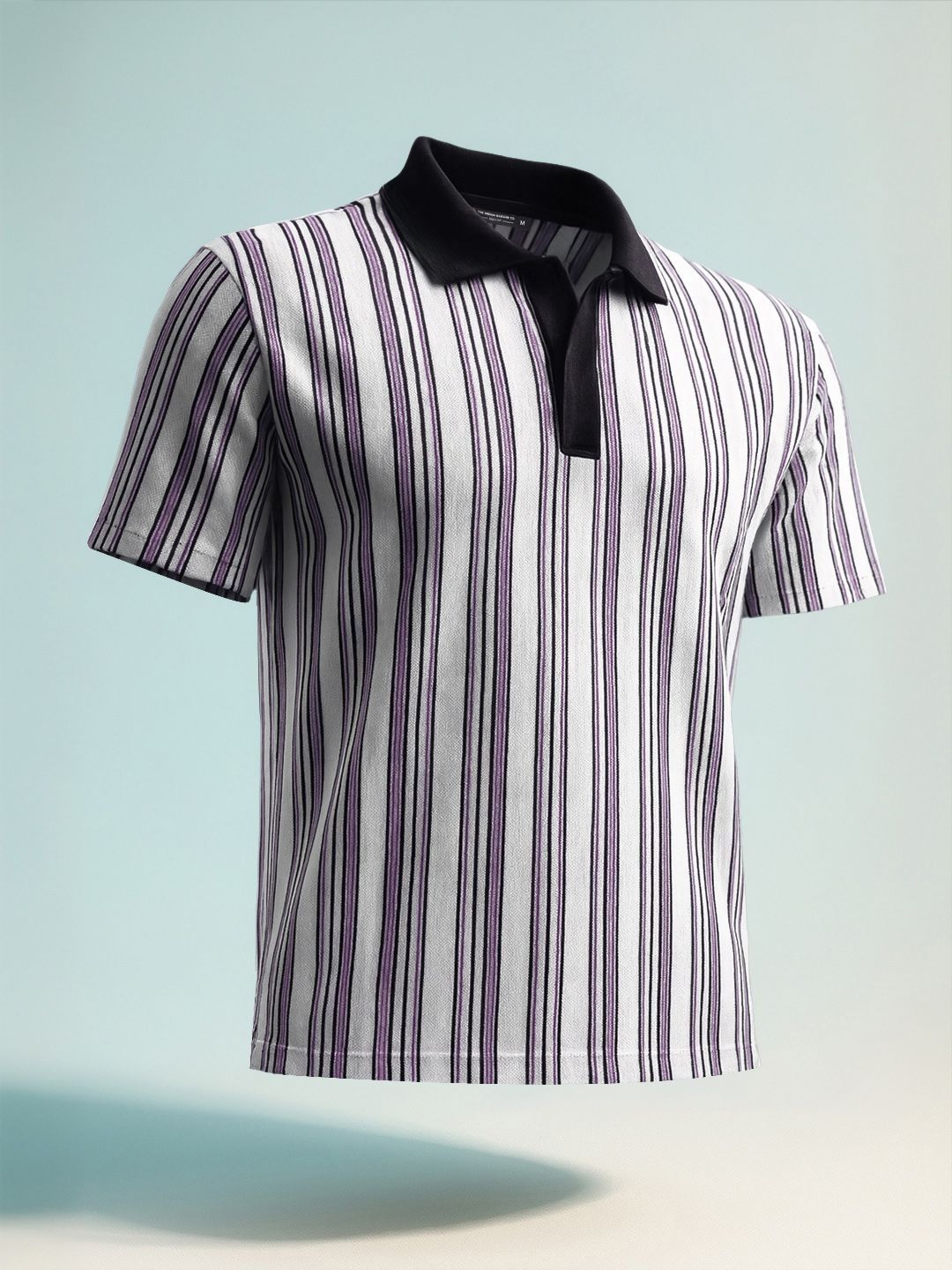 The Indian Garage Co Men Striped Polo Collar Boxy T-shirt