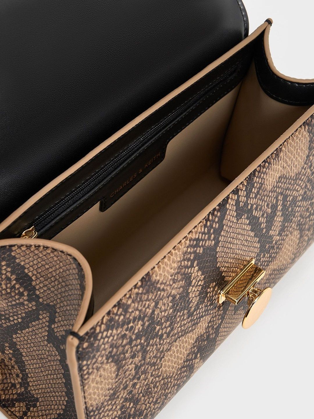 Ebba Snake Print Chain-Strap Bag