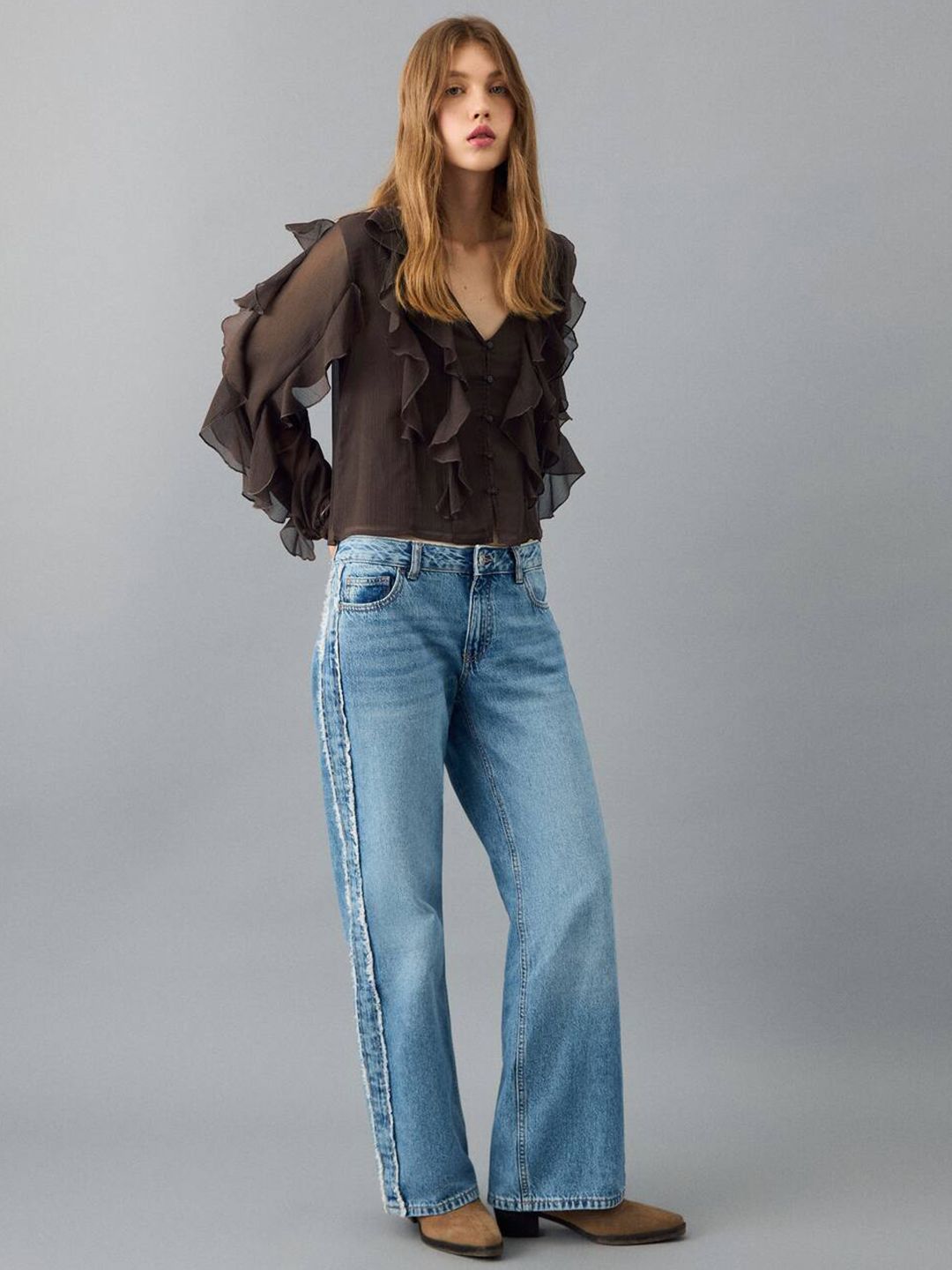Ruffles Shirt Style Crop Top