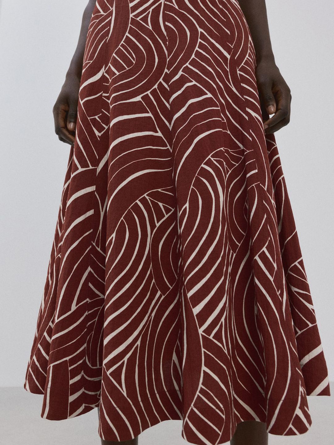 Printed Midi Flared Skirt