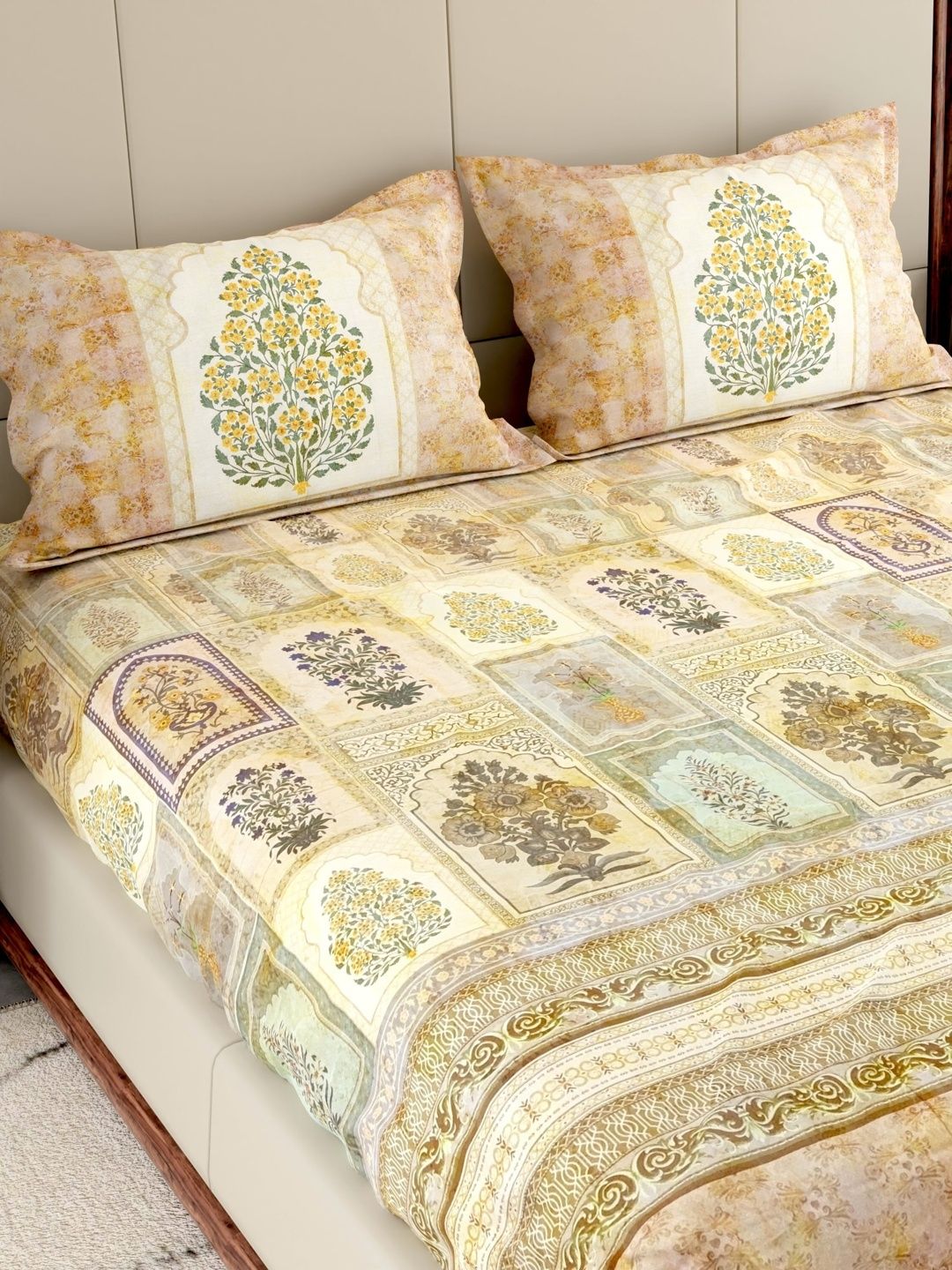 Pure Decor Pure Decor Multi Floral 300TC Cotton Digital Print King Double Bedsheet & 2 Pillow Cover