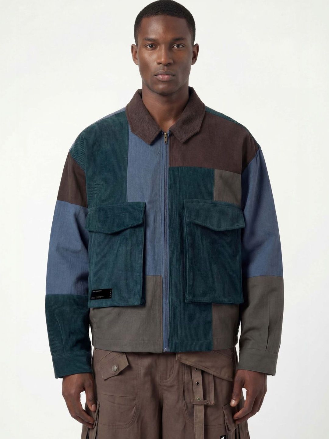 Urban Monkey Unisex Colourblocked Lightweight Bomber with Patchwork Jacket