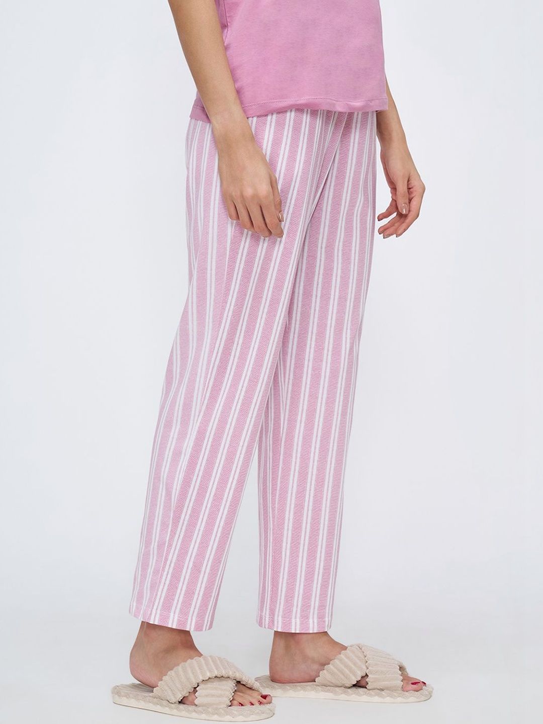 Dreamz by Pantaloons Striped Cotton Mid-Rise Straight Lounge Pants