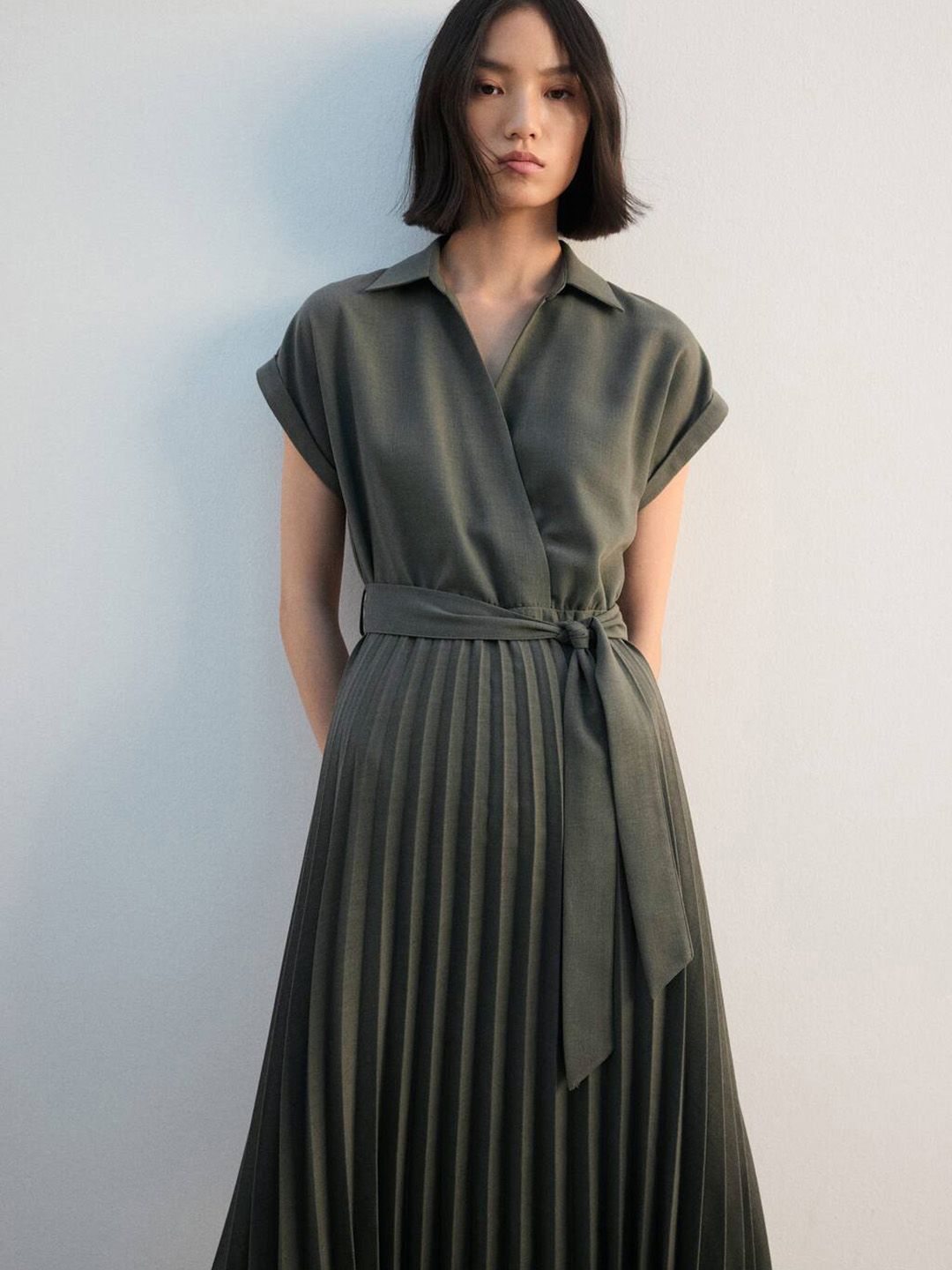 Shirt Midi Dress with Belt