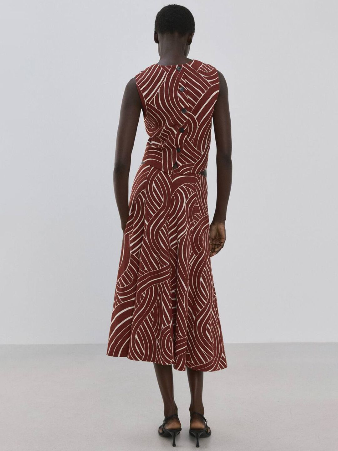 Printed Midi Flared Skirt