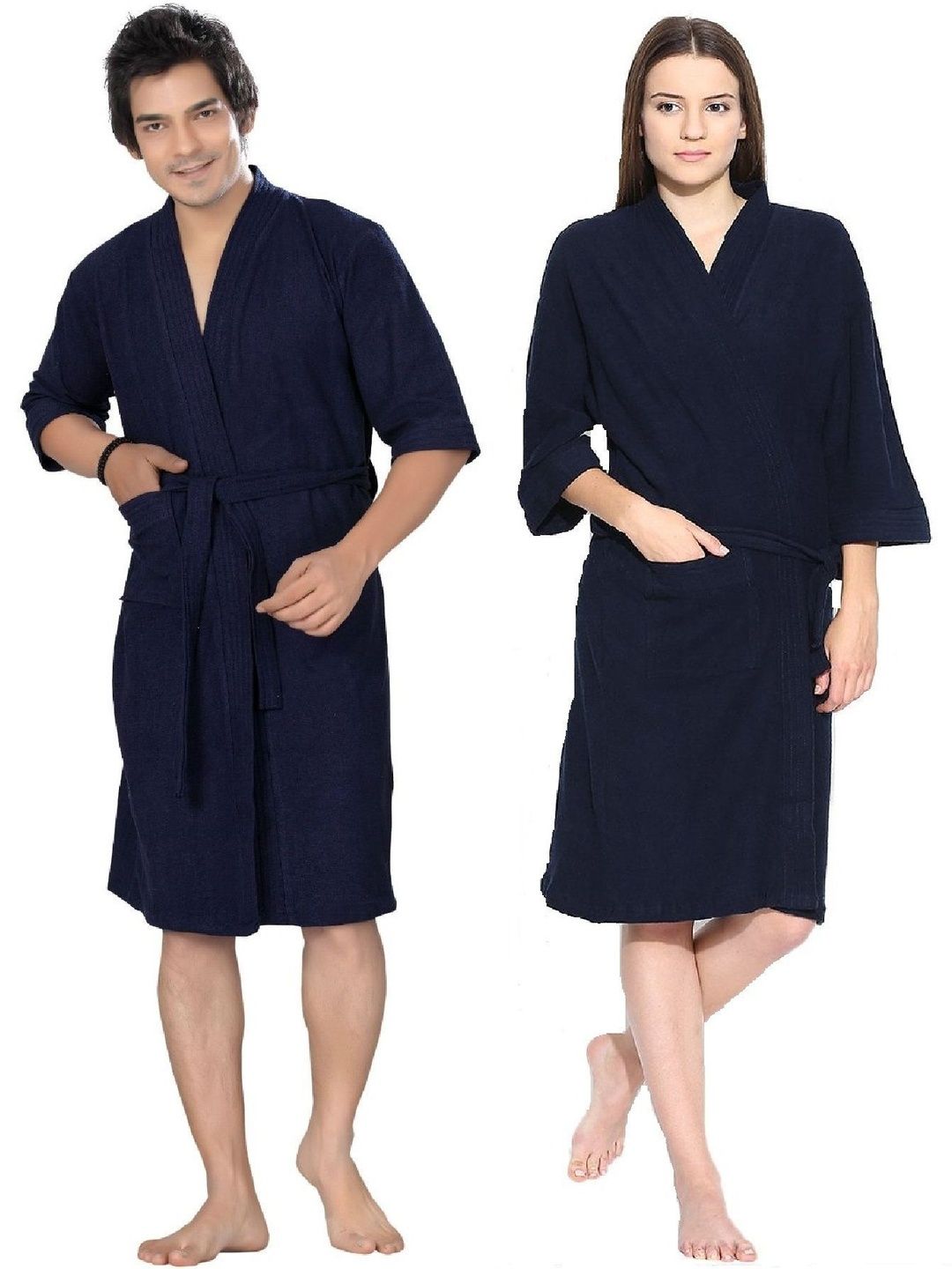FeelBlue Pack Of 2 Shawl Collar Bath Robe