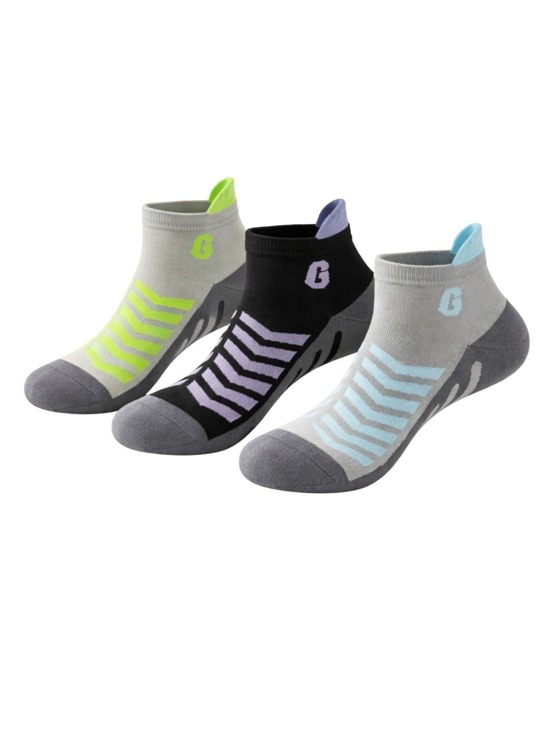 iSWEVEN Unisex Pack of 3 Cotton Blend Patterned Ankle Length Socks