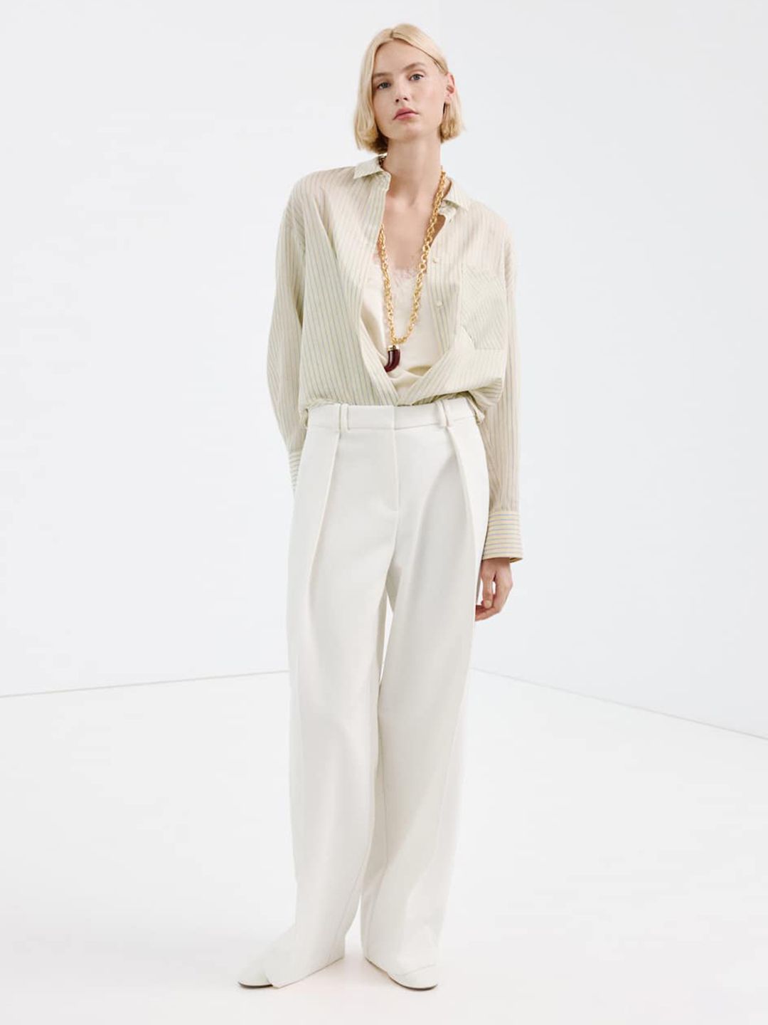 Vertical Striped Oversized Longline Casual Shirt