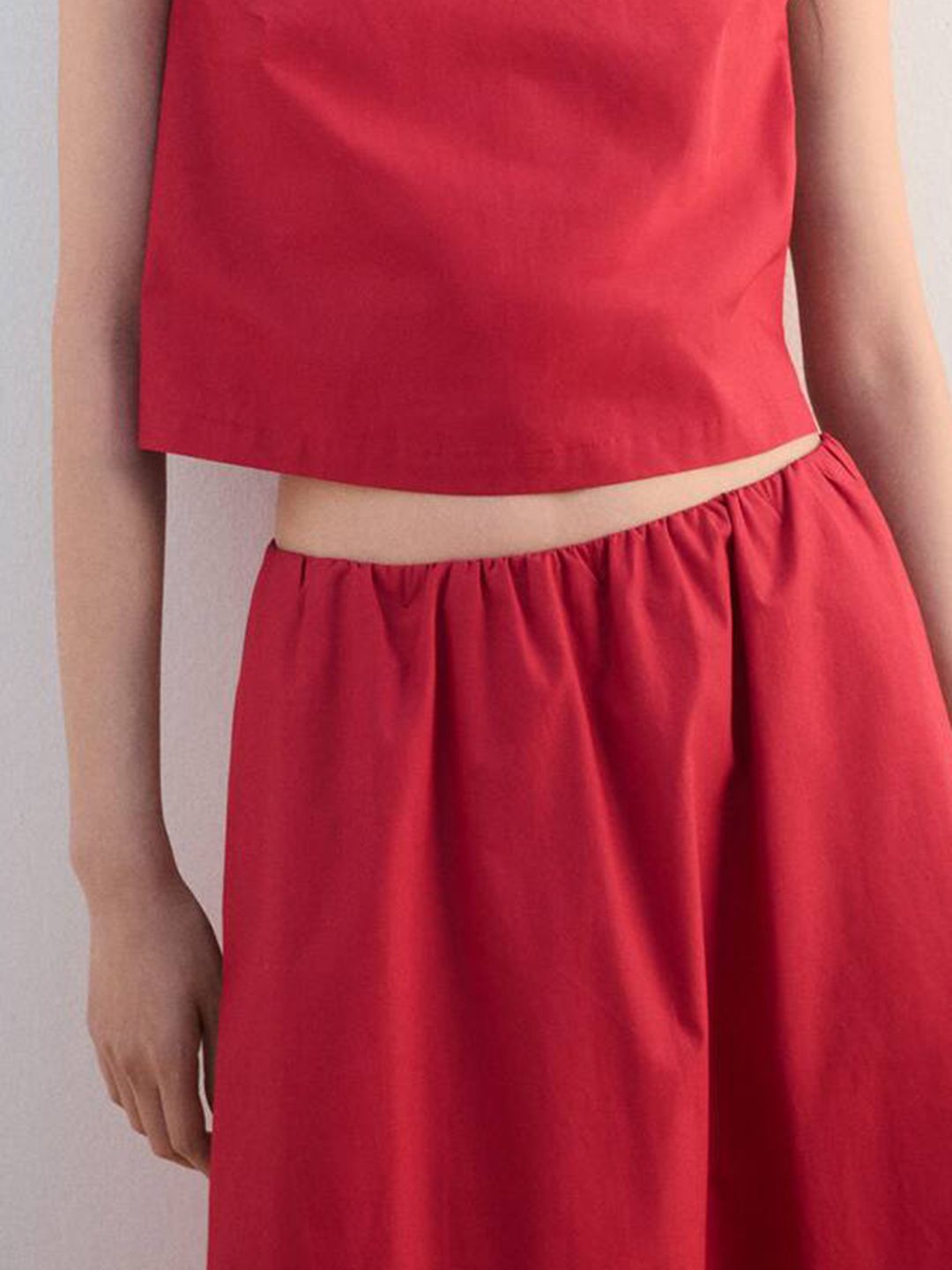 Cotton Midi Flared Skirt