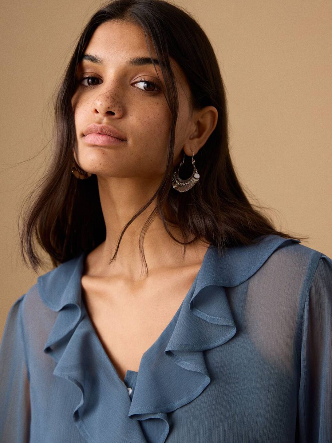 Ruffles Shirt Style Crop Top