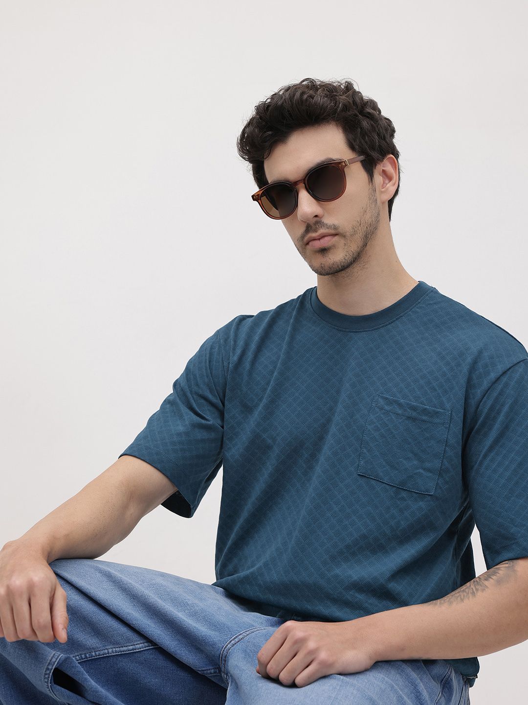 The Roadster Life Co. Textured Relaxed Fit T-shirt