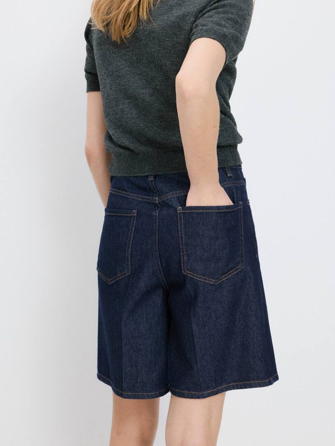 High-Rise Bermuda Denim Shorts