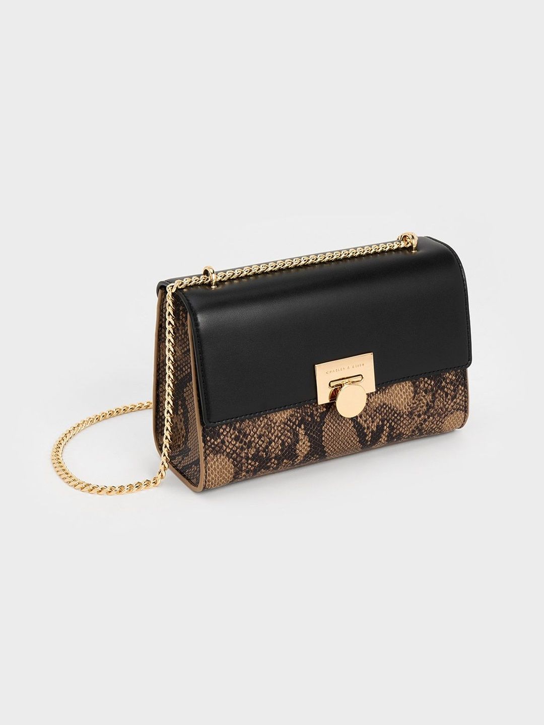 Ebba Snake Print Chain-Strap Bag