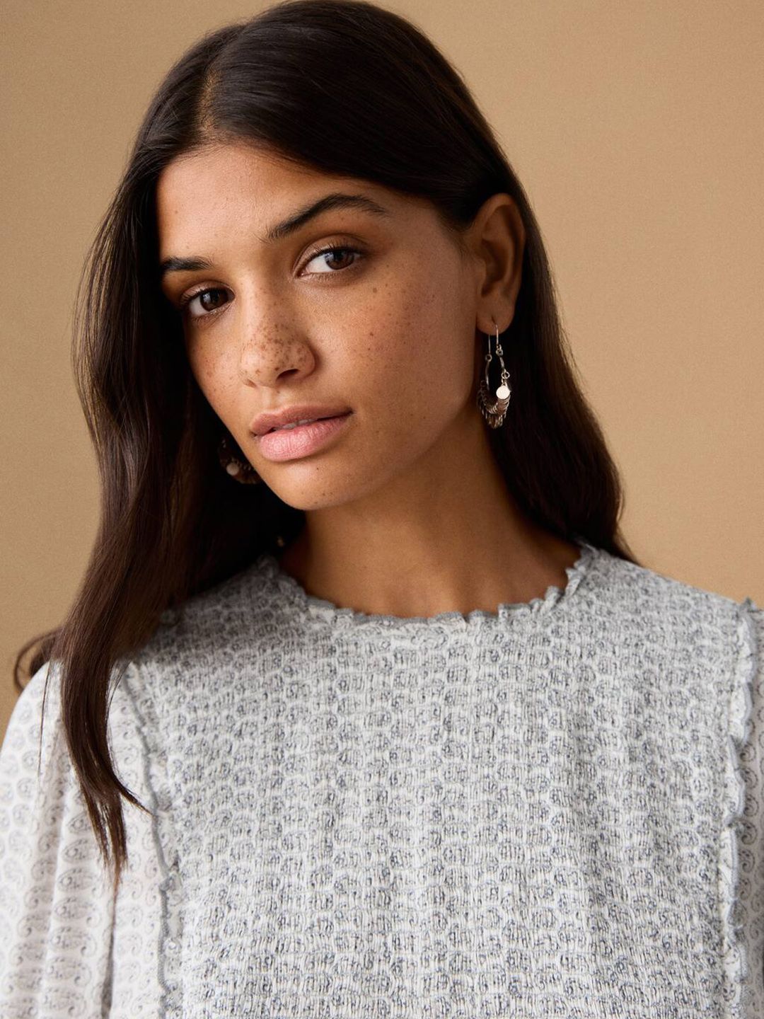 Paisley Print Puff Sleeve A-Line Top